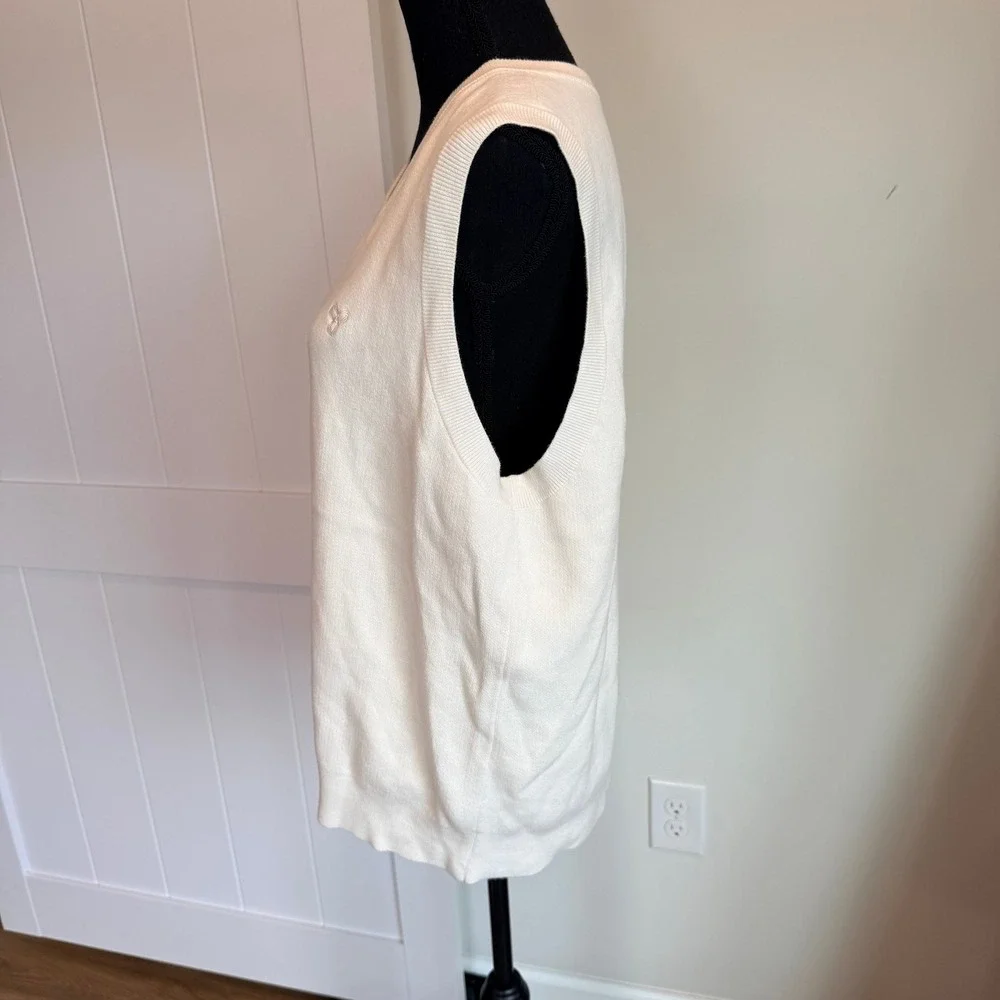 NWT Artizia Tna Moore Sweater Vest Whisper White V-Neck Cotton Knit L 83356